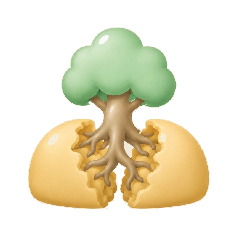 Wood roots into Earth relationship illustration