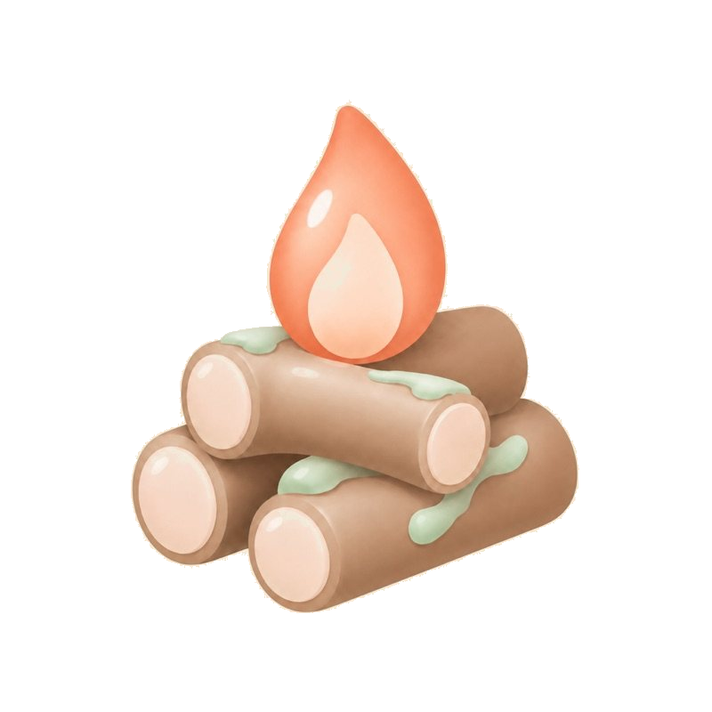 Wood feeds Fire relationship illustration